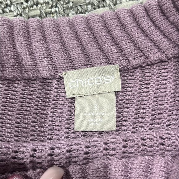 Chico’s | Ombré Purple Ribbed Quarter Sleeve Sweater - Picture 4 of 11